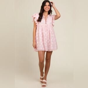 Storia Pink Ruffle Sleeve Dress